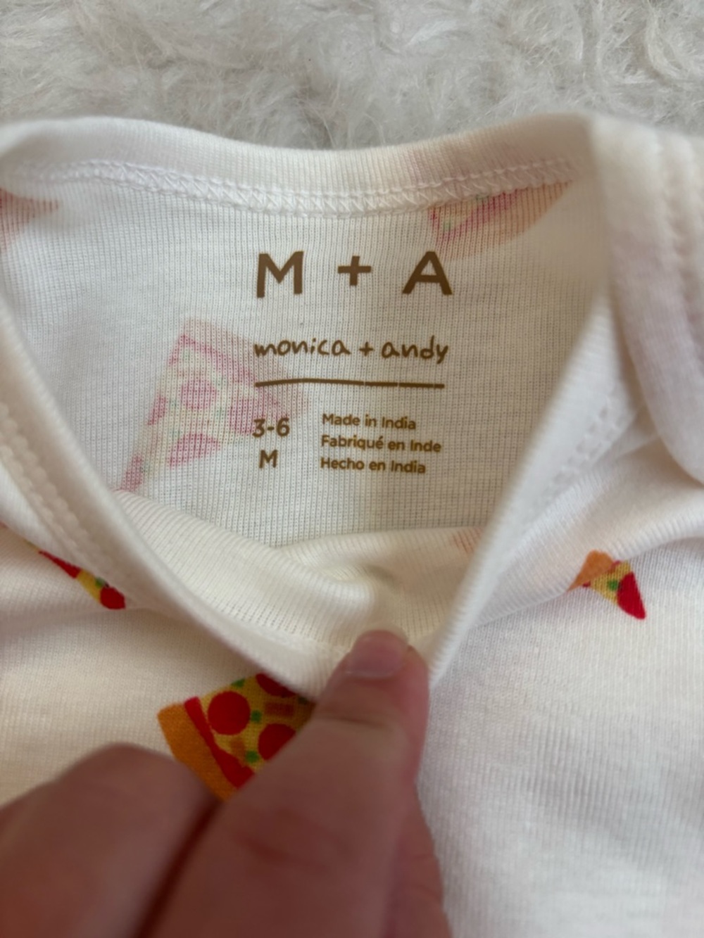 Monica + Andy White Baby Gender Neutral Matching Set with Pizza AOP - Picture 2 of 4